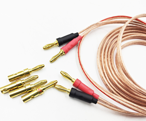 สายกล้วย 14Gauge Transparent สําหรับ Bi-Wire Bi-Amp HiFi Surround Sound 99.9% OFC ทองแดง