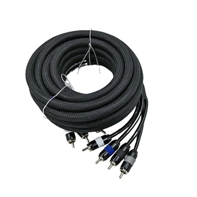 5.5mm กว้างภายนอก PVC Jacketed Car Audio RCA Cable 2M-2M สําหรับผลงานระดับสูง