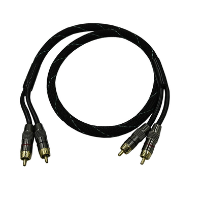 5.5mm กว้างภายนอก PVC Jacketed Car Audio RCA Cable 2M-2M สําหรับผลงานระดับสูง