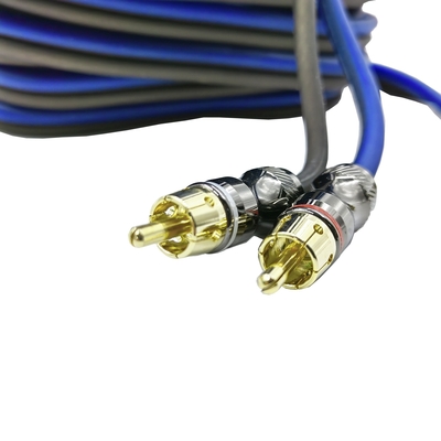 สาย RCA 2 สายจากชายไปสู่ชาย ด้วยสายไนลอนที่ผสมผสาน