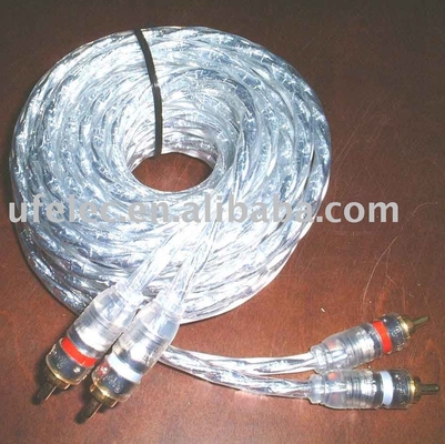 สาย RCA 2 สายจากชายไปสู่ชาย ด้วยสายไนลอนที่ผสมผสาน