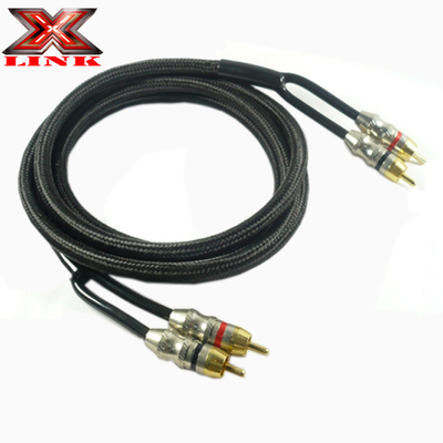OFC 100% Copper Conductor 2 Channel RCA Audio Cable สําหรับเชื่อมต่อเสียงรถและบ้าน