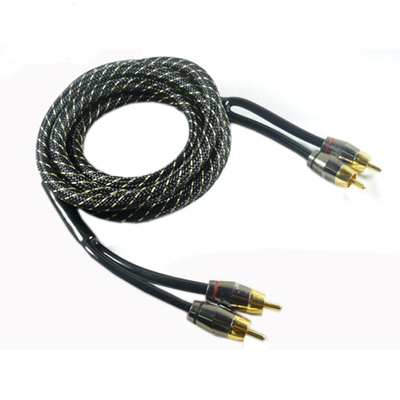 OFC 100% Copper Conductor 2 Channel RCA Audio Cable สําหรับเชื่อมต่อเสียงรถและบ้าน