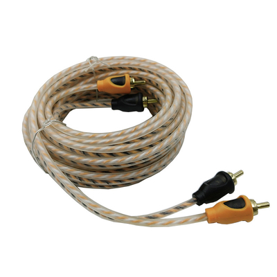 แอเรนจ์ไอโซเลชั่น 5.2 เมตร 17 ฟุต Twisted RCA Cable AV สําหรับเสียงรถยนต์ยืดหยุ่น
