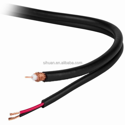 20 AWG ทองแดงแข็ง RG-59 สายเคเบิล CCTV โคเอชชียลพร้อมสายเชื่อม BNC และสายไฟฟ้า 18/2
