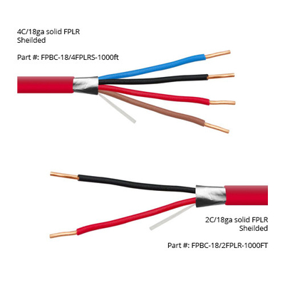 14 16 AWG 2/C 4/C เนื้อแข็ง 100% ทองแดง EWCS FPLP คาเบิ้ลสัญญาณไฟฟ้าที่ป้องกันไฟ