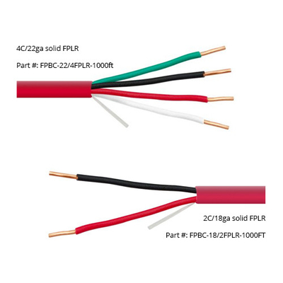 14 16 AWG 2/C 4/C เนื้อแข็ง 100% ทองแดง EWCS FPLP คาเบิ้ลสัญญาณไฟฟ้าที่ป้องกันไฟ