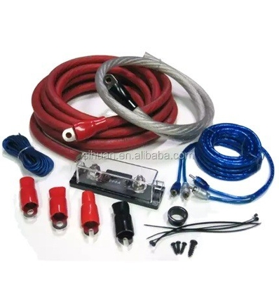 ตัวอย่าง 0 4 8 10 AWG Gauge GA Car Audio Amplifier ชุดการเชื่อมต่อไฟฟ้า สายไฟฟ้าสายพานเสียง ชุดขนาดใหญ่ 3 ชุด