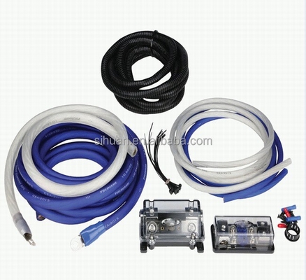 OFC Conductor 0 2 4 6 8 AWG Gauge GA Car Audio Cable Kit สําหรับระบบเสียง