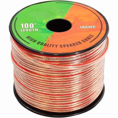10AWG 10/2 Gauge Car Home Audio Speaker สายไฟฟ้าที่มีแจ็คเก็ตพีวีซีโปร่งแบบยืดหยุ่นและโปร่งใส