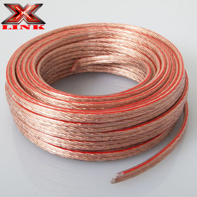 10AWG 10/2 Gauge Car Home Audio Speaker สายไฟฟ้าที่มีแจ็คเก็ตพีวีซีโปร่งแบบยืดหยุ่นและโปร่งใส