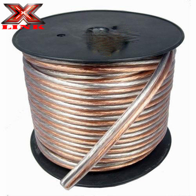 10AWG 10/2 Gauge Car Home Audio Speaker สายไฟฟ้าที่มีแจ็คเก็ตพีวีซีโปร่งแบบยืดหยุ่นและโปร่งใส