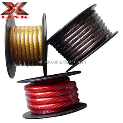 เสื้อ PVC นุ่ม รถไฟฟ้าความดันต่ํา 0 2 4 6 8 AWG Gauge Insulation Material PVC Car Audio Subwoofer แอมพลิเฟอร์ สายไฟฟ้า