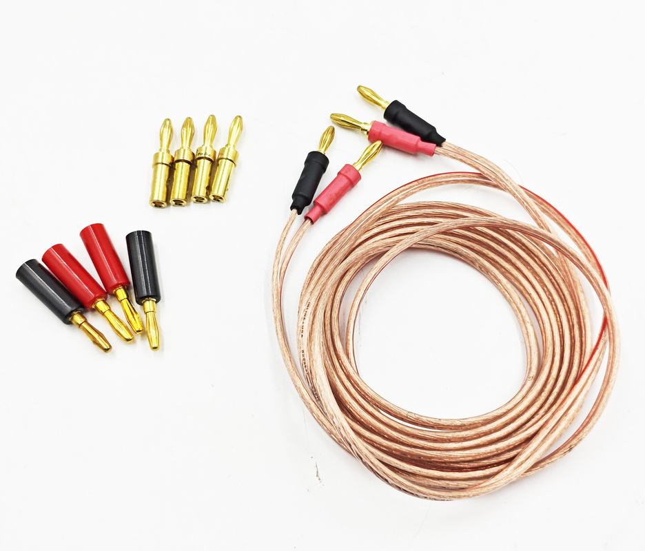 สายกล้วย 14Gauge Transparent สําหรับ Bi-Wire Bi-Amp HiFi Surround Sound 99.9% OFC ทองแดง