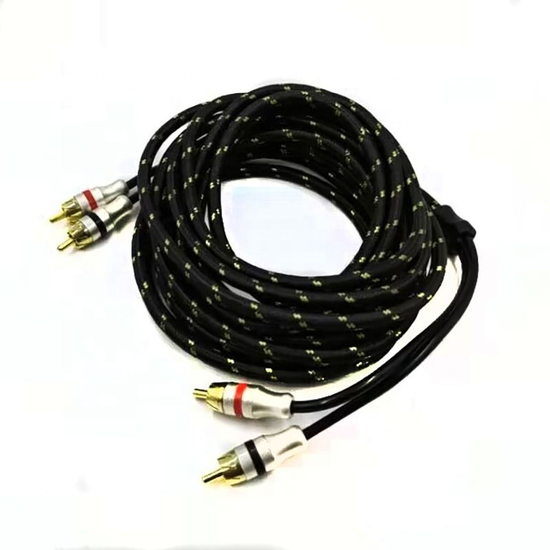 5.5mm กว้างภายนอก PVC Jacketed Car Audio RCA Cable 2M-2M สําหรับผลงานระดับสูง