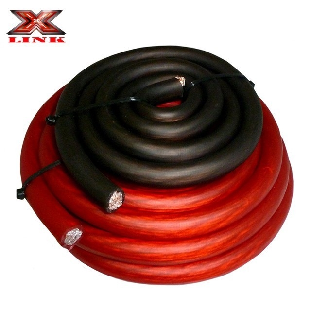 สายไฟฟ้าสีฟ้า/ดํา 2 GA AWG OFC CCA แพร่ใส สําหรับการติดตั้งเครื่องยกระดับเสียงรถยนต์