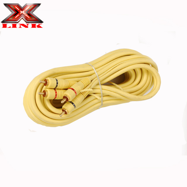 OFC 100% Copper Conductor 2 Channel RCA Audio Cable สําหรับเชื่อมต่อเสียงรถและบ้าน