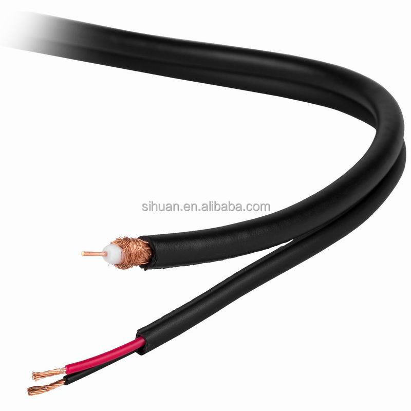 20 AWG ทองแดงแข็ง RG-59 สายเคเบิล CCTV โคเอชชียลพร้อมสายเชื่อม BNC และสายไฟฟ้า 18/2