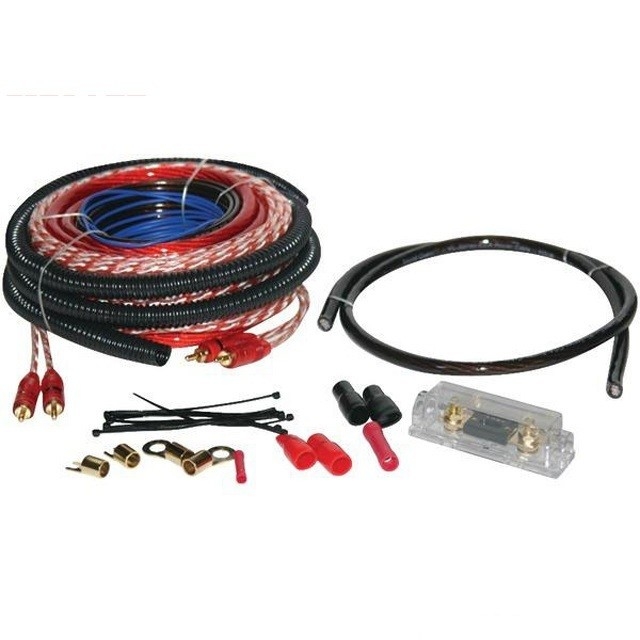 สายไฟฟ้าเชื่อมต่อชาย-ชาย 8 GA Car Amp Wiring Kit พร้อมตัวนําทองแดงเปล่าและสาย CCA / OFC