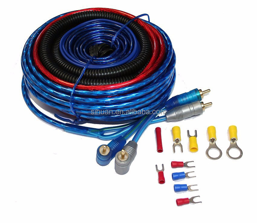 ชุดสายเชื่อมทอง สี 4/8 Gauge เครื่องขยายเสียงรถ