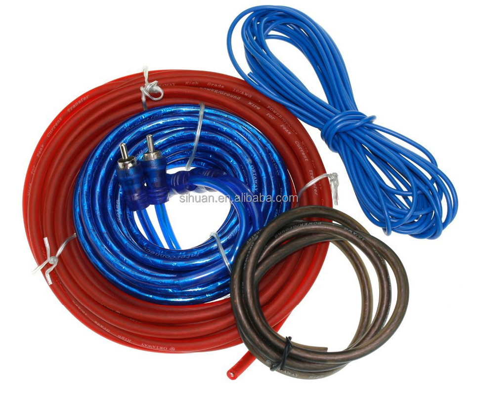 สีเคเบิลที่สามารถปรับแต่งได้ และเครื่องเชื่อม RCA CCA Car Amplifier Installation Wiring Kit