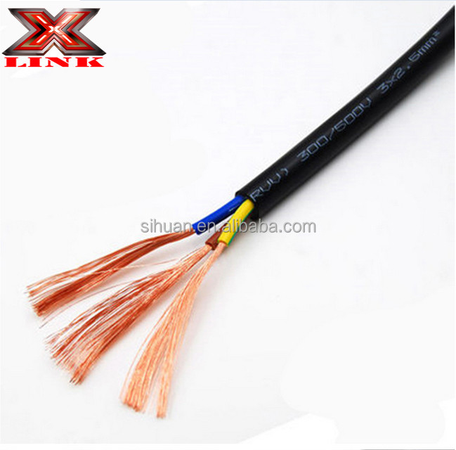 14AWG 16AWG 2.5mm 1.5mm 3 2 โคเรนด์สเตนด์แคปเปอร์เคเบิลไฟฟ้าที่มี PVC ติดกัน