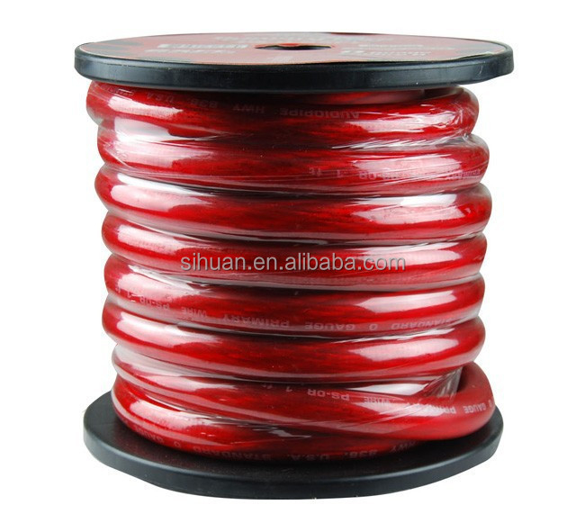 PVC Jacket Copper Car Audio Power Wire 1/0 2 4 6 AWG Gauge แบตเตอรี่เคเบิล